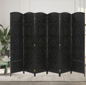 Room Divider: 6-Panel Folding Room Divider – Flexible Privacy Screen with Elegant Arch Design (Black)