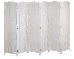 6-Panel Folding Room Divider – Ready-to-Use Privacy Screen (White)