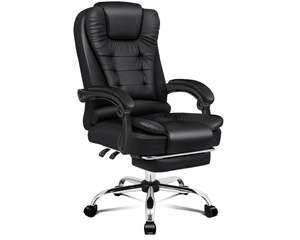 Office Chair: Leather Executive Office Chair With Foot High Back Leather Office Chair with Footrest