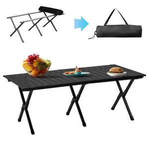 Dining Table: Heavy Duty Folding Camping Roll-Up Picnic Outdoor Table with Carry Bag