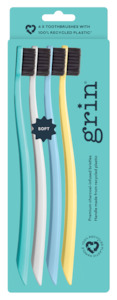 Oral Care: Grin 100% Recycled Toothbrush 4pk Summer Beach (Soft)