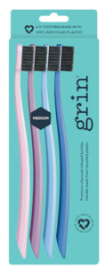 Grin 100% Recycled Toothbrush 4pk Purple (Medium)