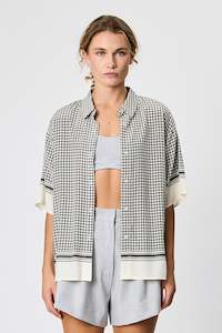 BLAKE BUTTON UP SHIRT - CHARCOAL HOUNDSTOOTH