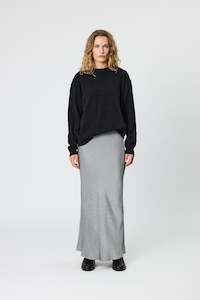 CHARLIE MAXI SKIRT - BLACK HOUNDSTOOTH