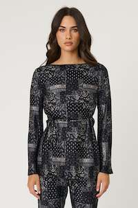 Full Price Remain: WILMA TOP - BLACK BANDANA