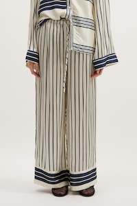 BRYNN PANT - IVORY WITH NAVY STRIPE