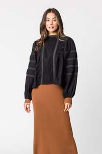 ISLA SHIRT - BLACK SELF SPOT