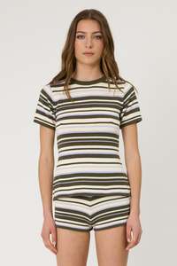 BOWIE TEE - OLIVE STRIPE