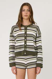 BOWIE CARDIGAN - OLIVE STRIPE
