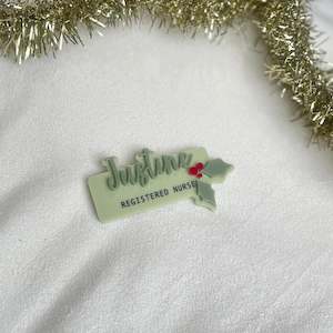 3D Acrylic Name Badge | Mistletoe