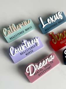 3D Acrylic Name Badge | Cursive Font