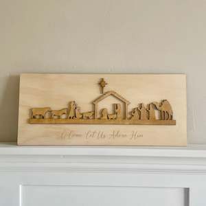 Nativity Scene Wooden Art