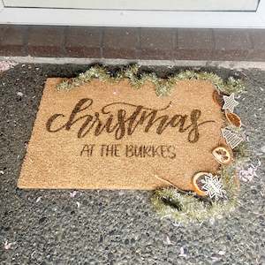 Doormats: Family Name Christmas Doormat