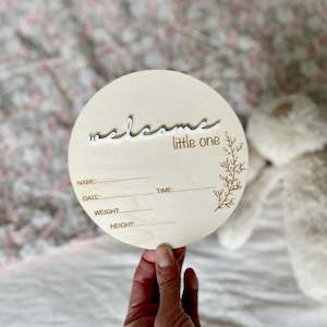 “Welcome little one” Birth Announcement Disc