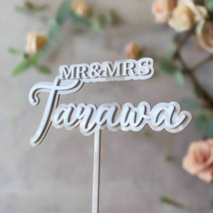 Mr and Mrs Cake Topper | Coloured Acrylic Double Layer