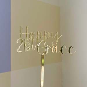 Cake Toppers: Happy 21st Cake Topper | Mirrored Acrylic | Single Layer