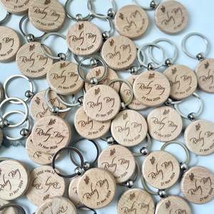 Business: Custom Design Keyring | Wooden Round | Corporate Gift