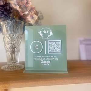 Leave a Review Sign | QR code and NFC tap