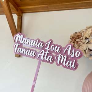 Cake Toppers: Manuia Lou Aso Fanau | Custom Acrylic Cake Topper