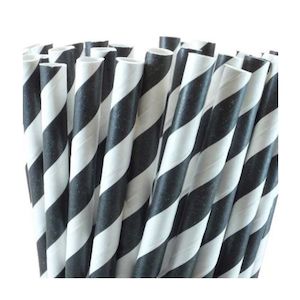 Black Striped Straws (24 pack)