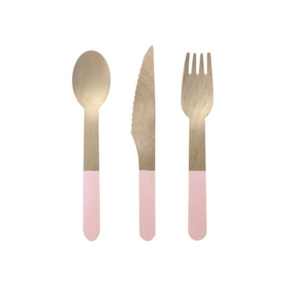Pink Wooden Cutlery (10 sets)