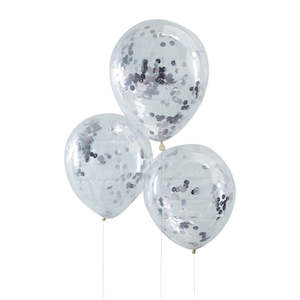 Silver Confetti Balloons (5 pack)