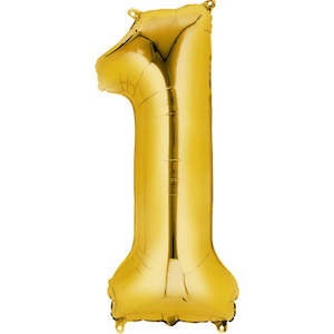 Pink Flamingo: Gold Giant Number Balloon