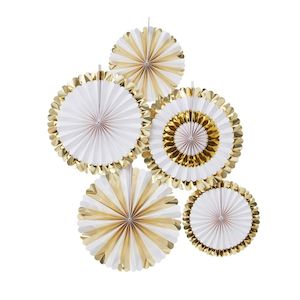 Gold and White fans (5 pack)