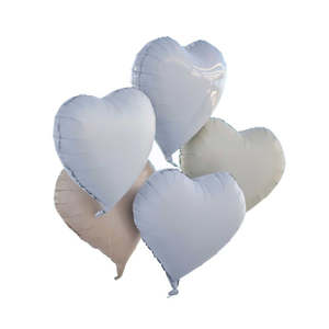 White, Grey & Nude Foil Heart Balloons (5 pack)