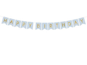 Pastel: Blue & Gold Happy Birthday Banner