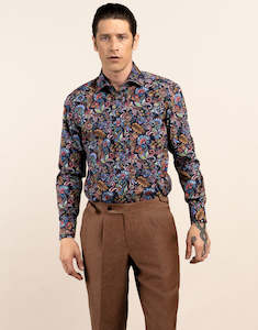 London Navy Large Paisley Print Shirt