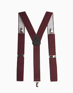 Braces: Y Back Burgundy/White Pindot Suspender Clip Braces