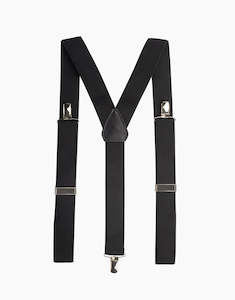 Braces: Y Back Black Suspender Clip Braces
