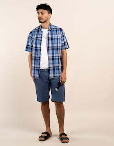 Shorts: Sumner Blue Textured Shorts
