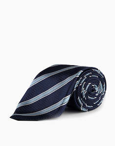Bundles: Navy & Sky Blue Stripe Silk Tie