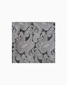 Hire: Black & White Paisley Pocket Square