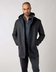 Recycled Wool Collection: Aro Navy Hooded Parka Coat
