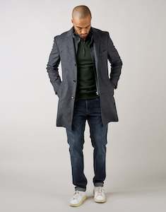 Recycled Wool Collection: Compton Blue Houndstooth Overcoat