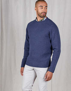 Mens Merino Knitwear Ppc: Kaiapoi Marine Blue Shetland Sweater