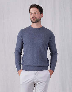 Mens Merino Knitwear Ppc: Naseby Grey Crew Neck Jersey