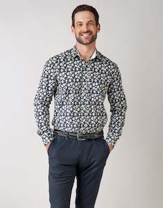 Mens Floral Shirts: Barbican Blue & Green Floral Print Shirt
