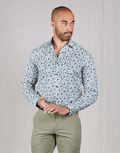Mens Floral Shirts: Barbican Blue Floral Print Shirt