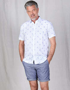 Mens Floral Shirts: Waihi Blue Floral Short Sleeve Shirt