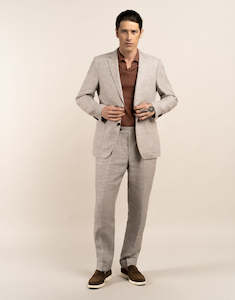 Tall Mens Clothing: Malta Beige Houndstooth Linen Suit