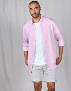 Tall Mens Clothing: Ohope Pink Linen Shirt