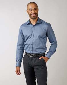 Mens Business Shirts: Barbican Blue & Black Textured Shirt