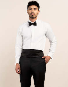 Mens Formal Shirts: Avalon White Twill Formal Shirt with Marcella Bib and Cuffs