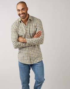 Sinatra Camel & Navy Check Flannel Shirt