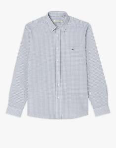 Mens Check Shirts: R.M. Williams Collins Navy & White Poplin Check Shirt