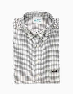 Mens Check Shirts: Aertex Taunton Black Micro Check Short Sleeve Polo Shirt
